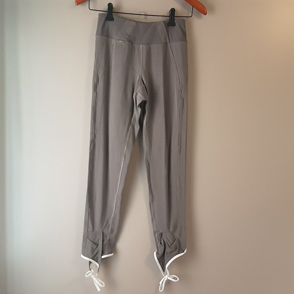 🌞 Lole Grey Tights | White Trim Tie Detail | XS